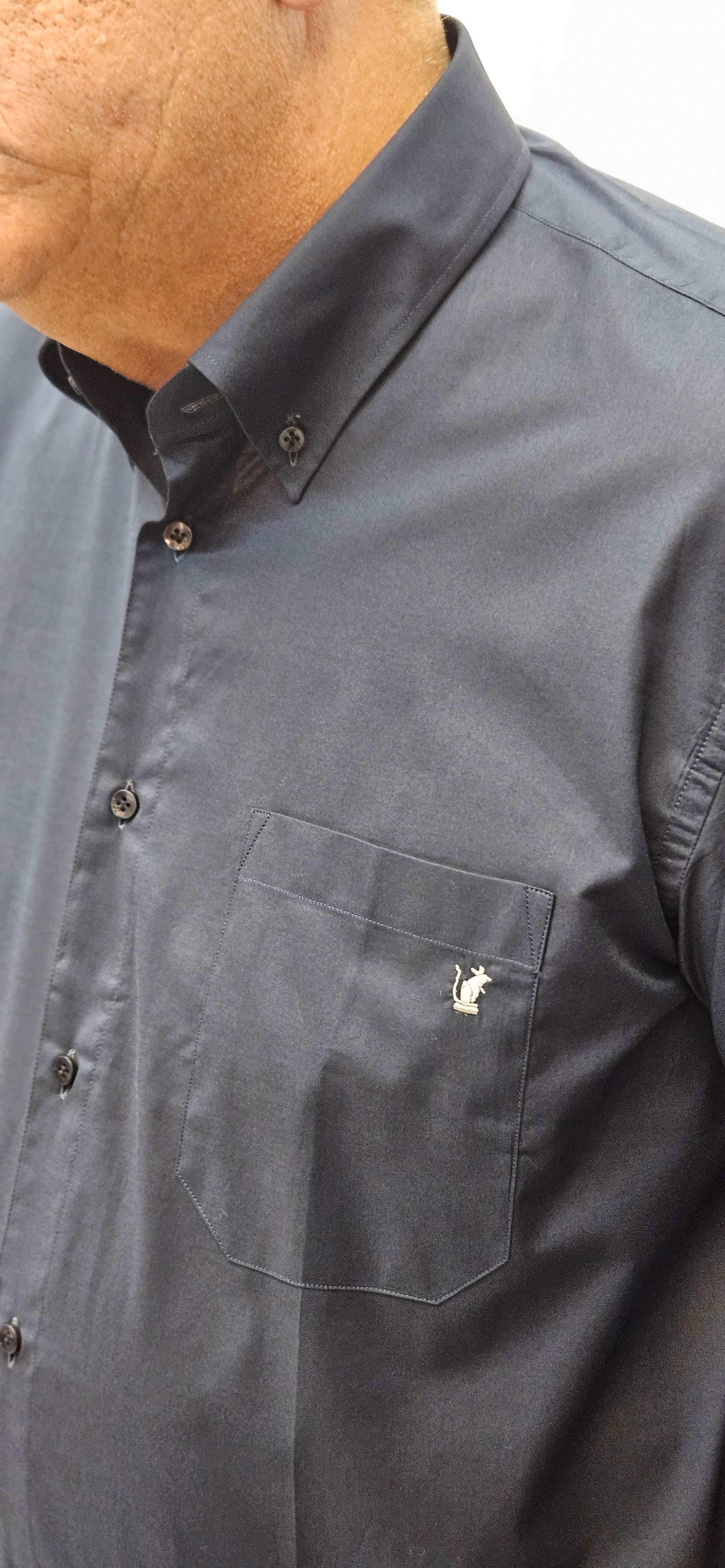 Camicia blu microfantasia Ratòn (toppa/logo blu) smirne