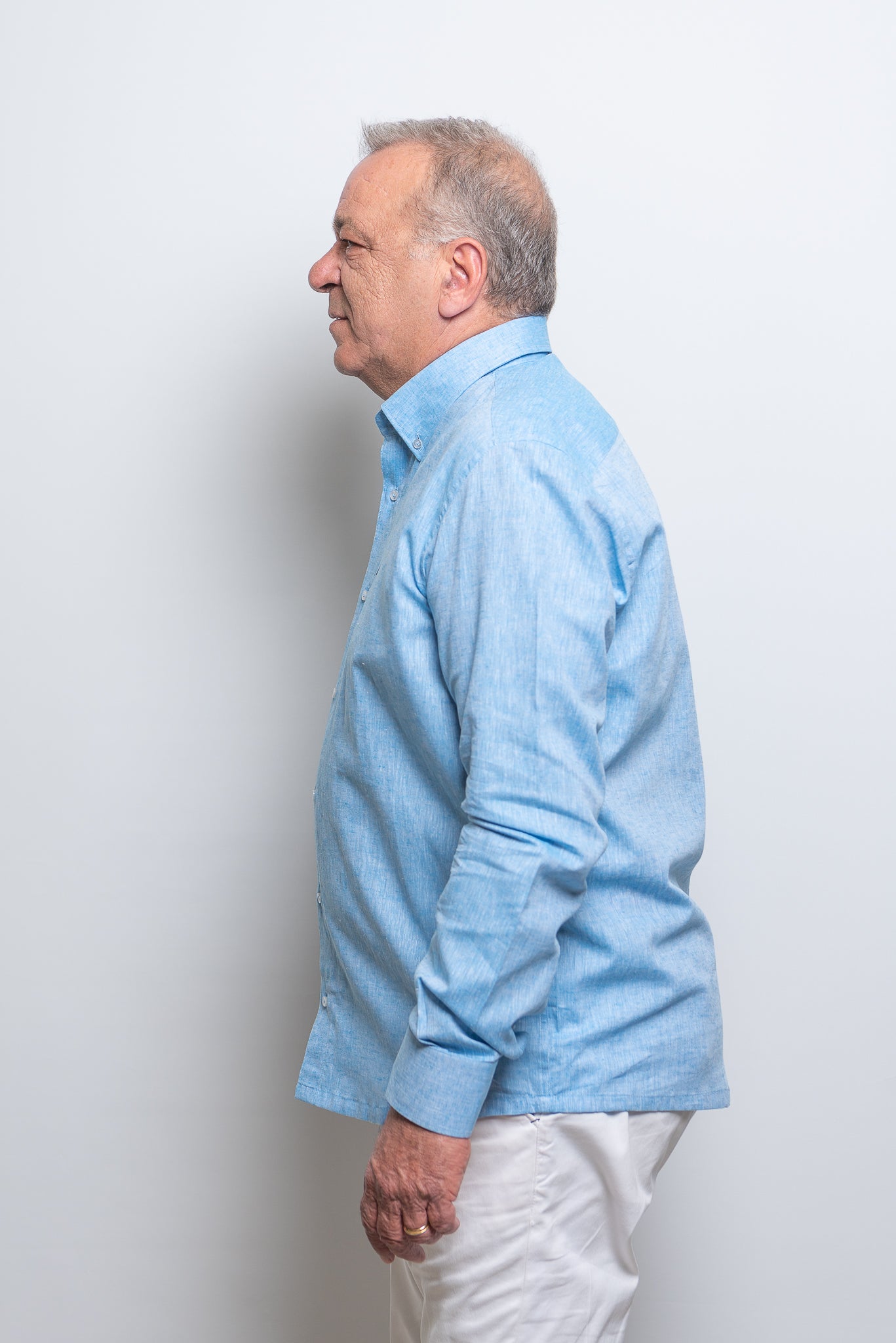 Camicia misto lino e cotone Azzurro Raton