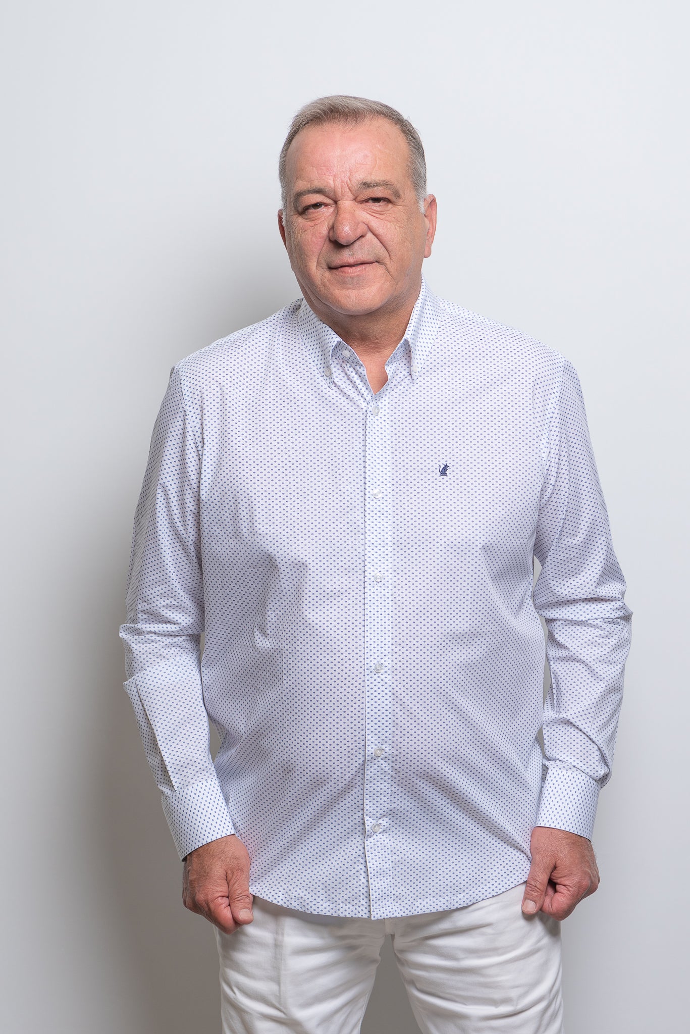 Camicia Bianca pois blu Raton