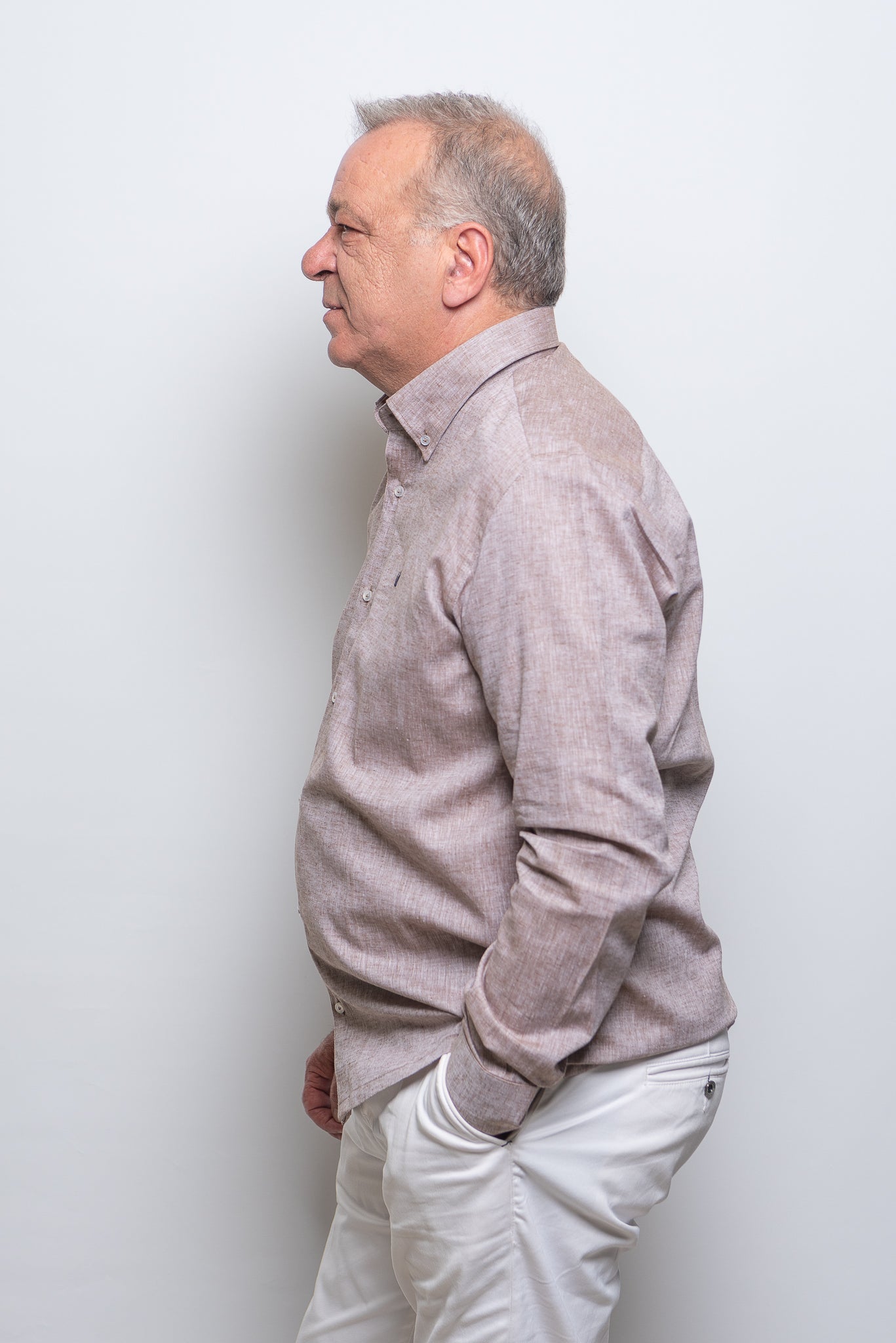 Camicia misto lino e cotone Fango Raton