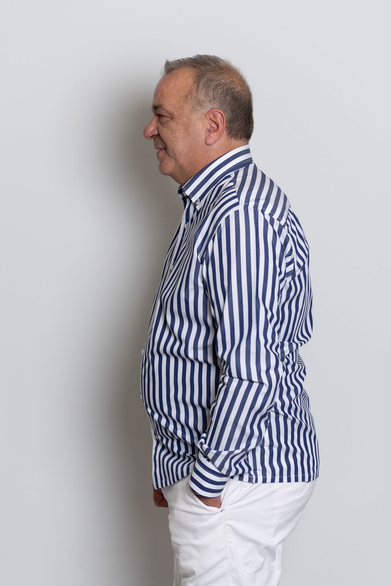 Camicia riga larga blu Ratòn (mini logo)