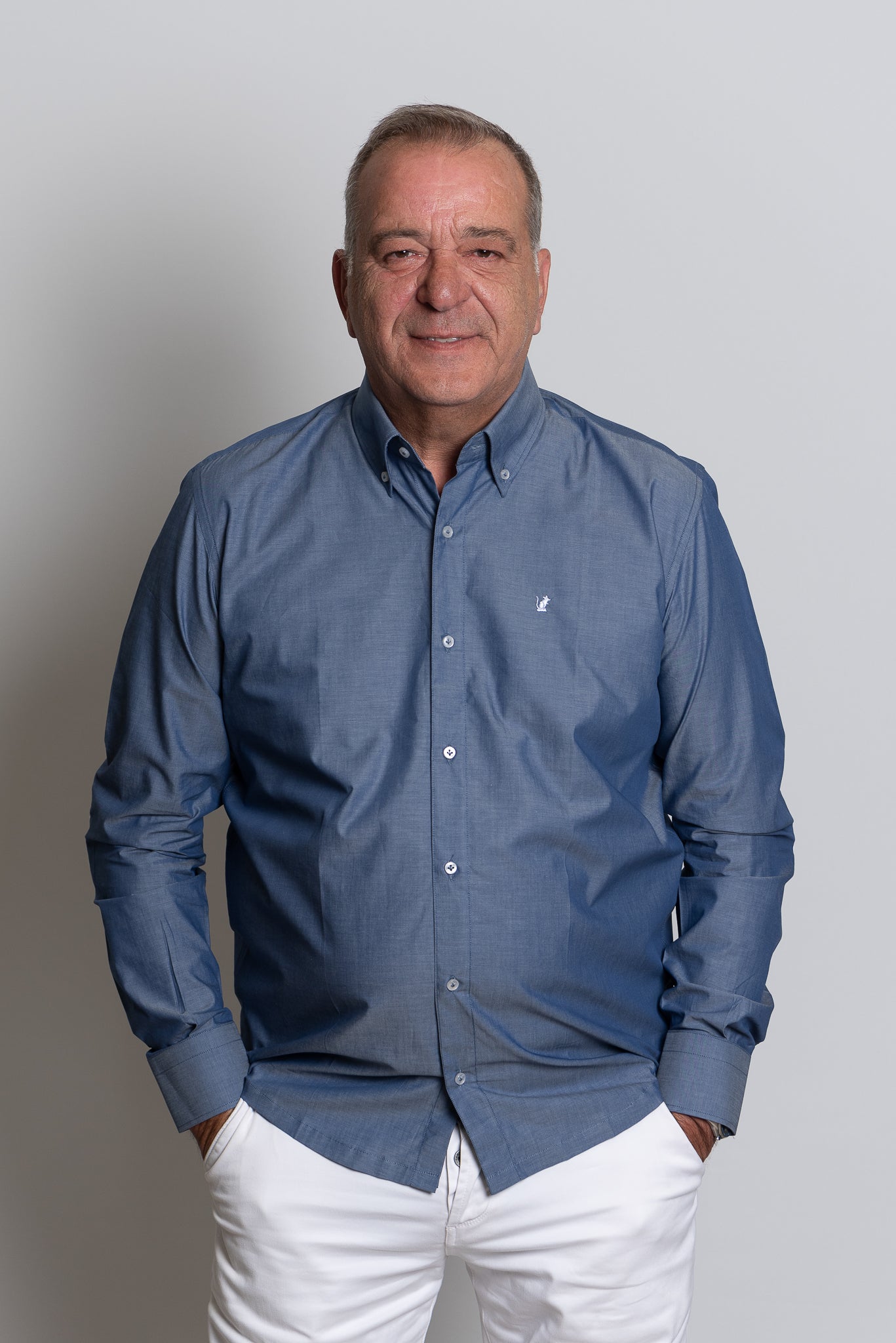 Camicia blu den Ratòn (mini logo)