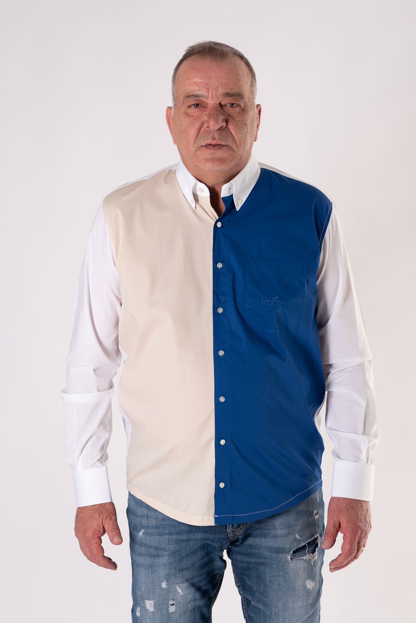 Camicia Bicolor Beige RatòN (con taschino)