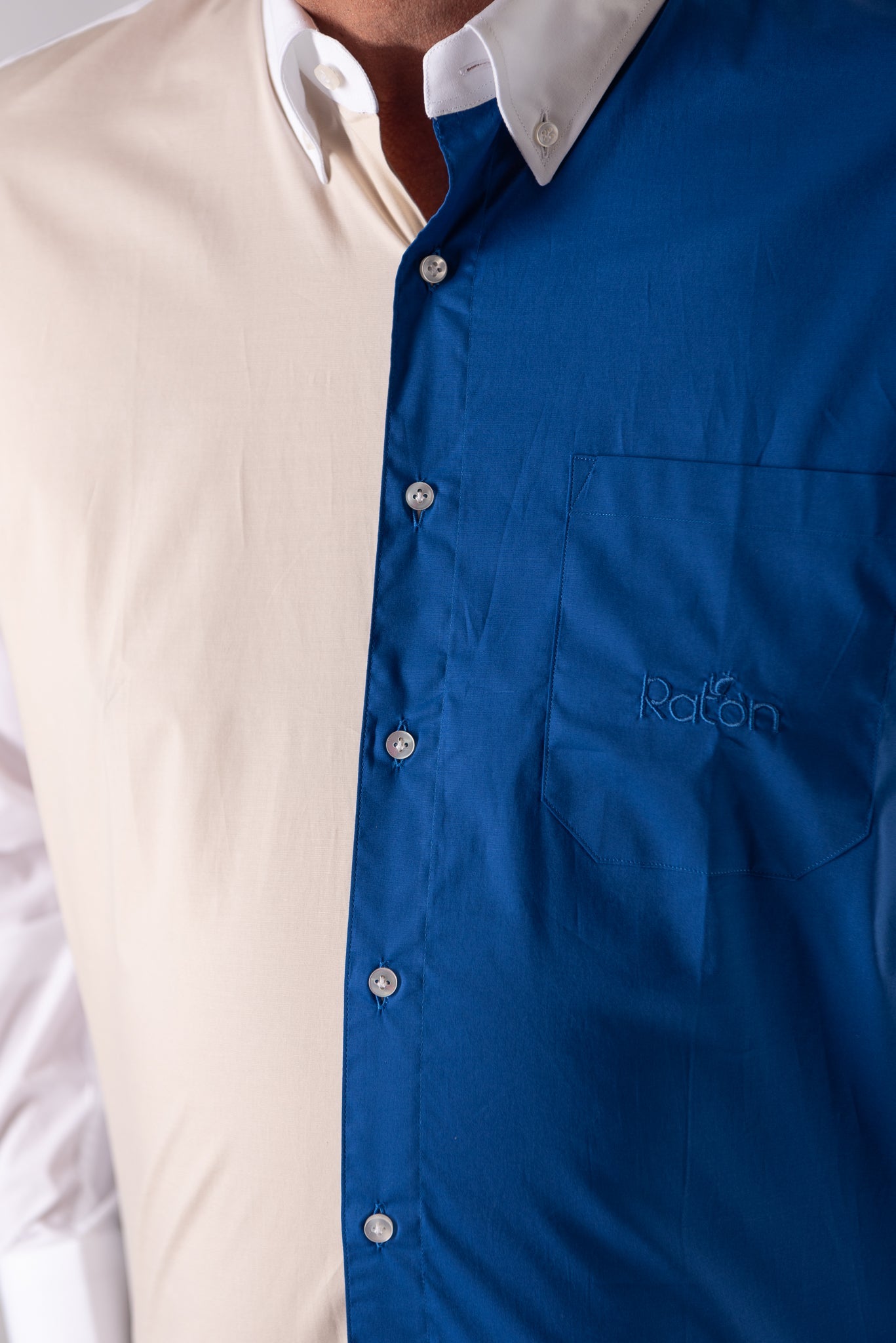 Camicia Bicolor Beige RatòN (con taschino)