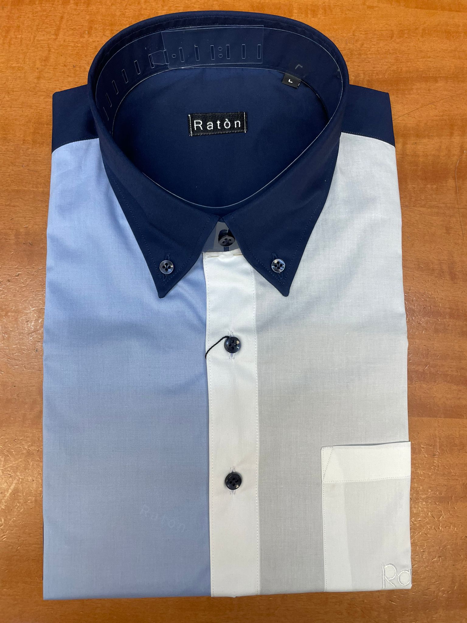 Camicia Bicolor Azzurro RatòN (con taschino) - RatòN