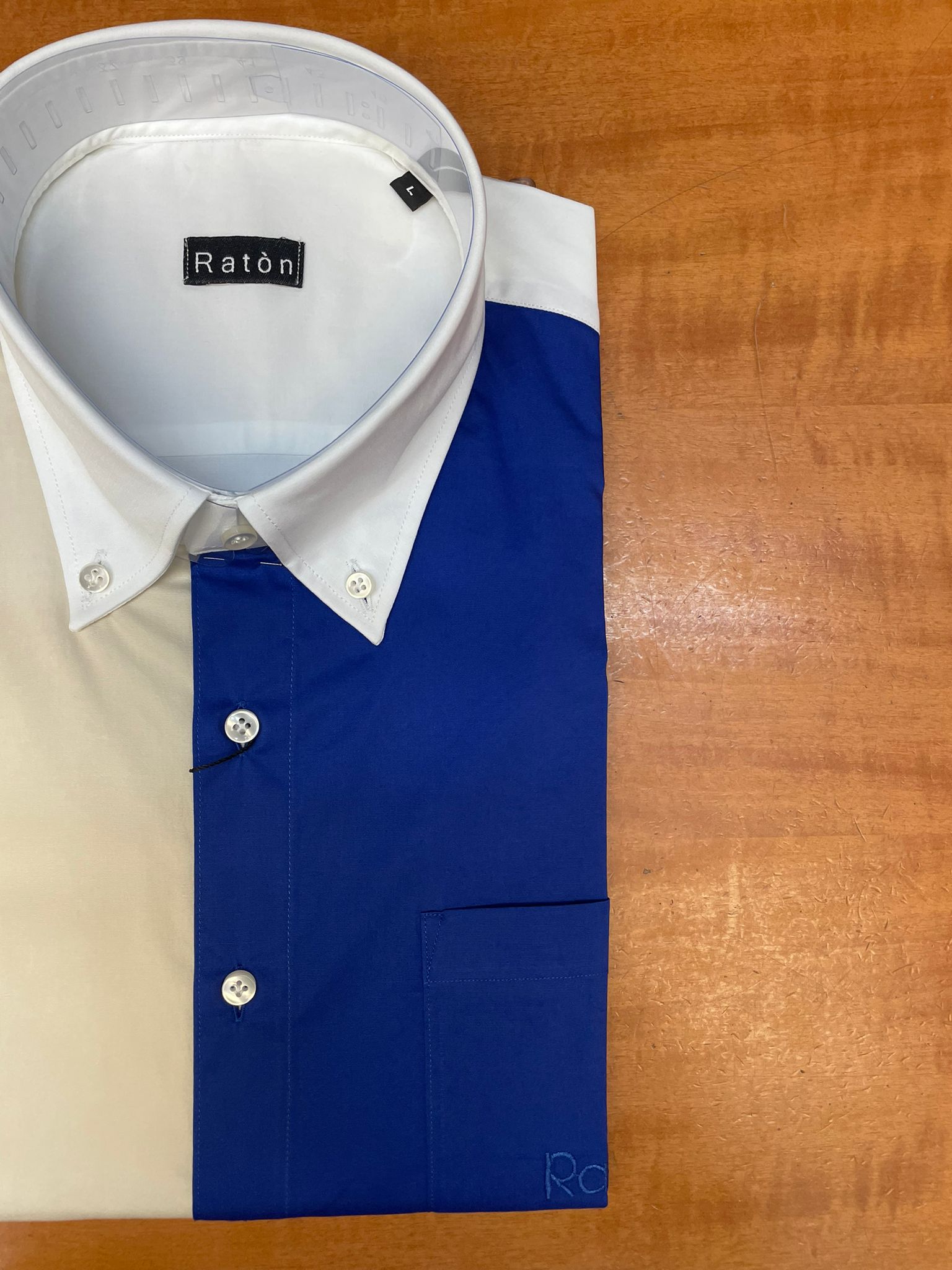 Camicia Bicolor Beige RatòN (con taschino) - RatòN