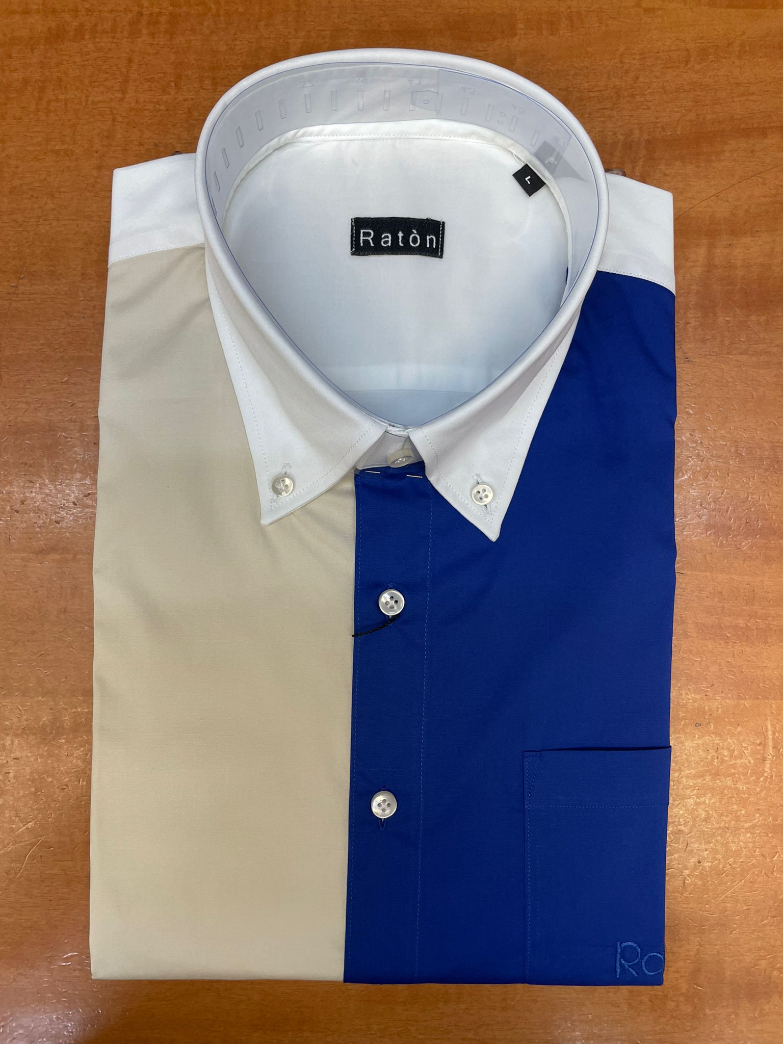 Camicia Bicolor Beige RatòN (con taschino) - RatòN
