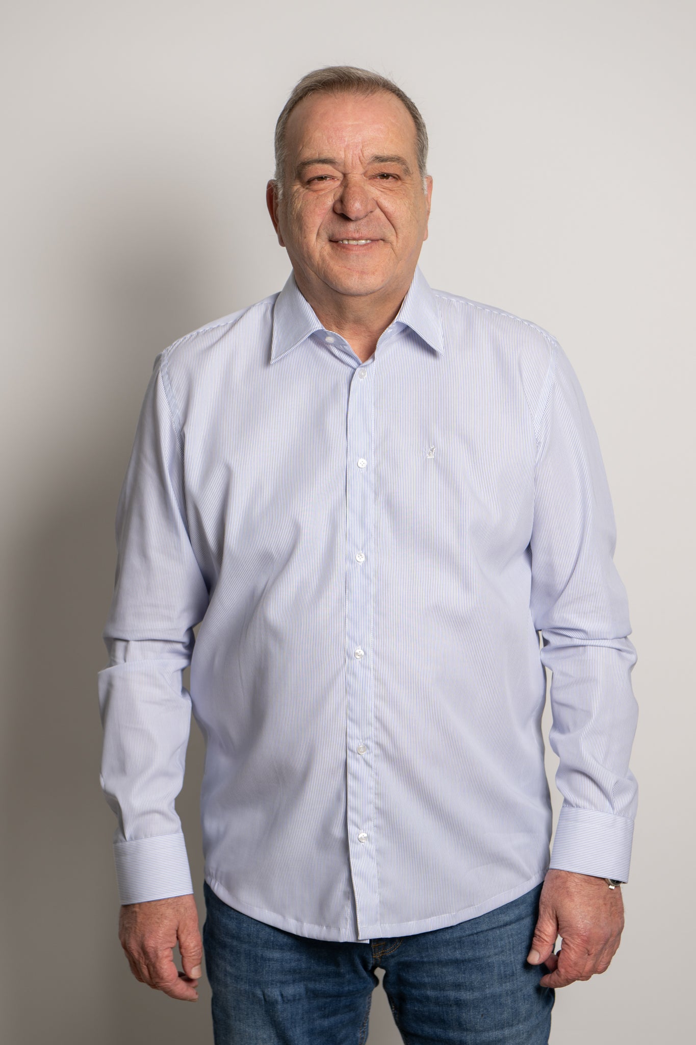 Camicia Collo Italiano Riga Blu Ratòn (mini logo)